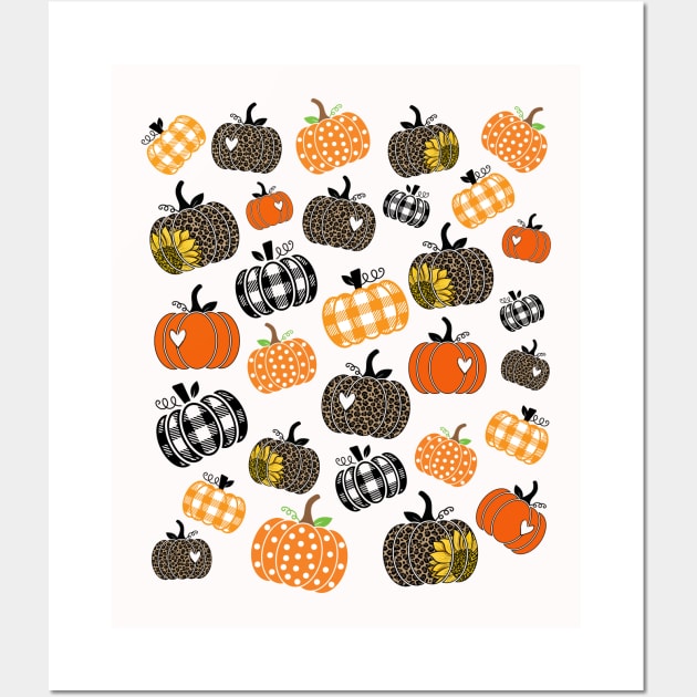 Cute and Funny Pumpkin Pattern - Halloween Wall Art by Stylish Dzign